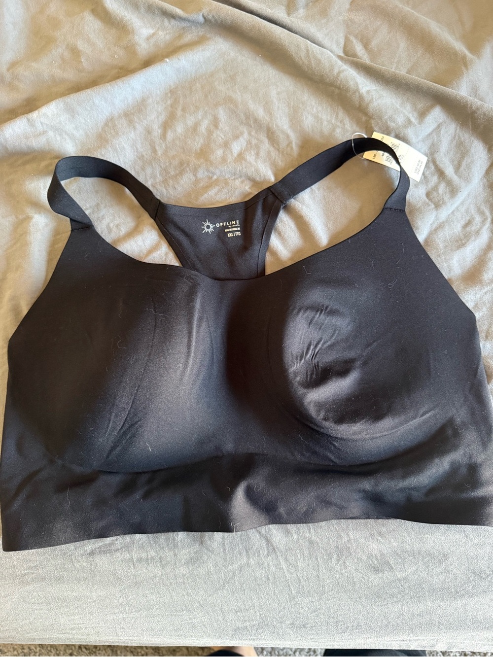 aerie Black Seamless Racerback Sports Bra